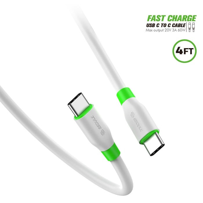 Esoulk Cable USB Type C To Type C  4ft/1.2m White EC33P-CC-WH - Best Cell Phone Parts Distributor in Canada Esoulk Cable USB Type C To Type C  4ft/1.2m White EC33P-CC-WH - Best Cell Phone Parts Distributor in Canada